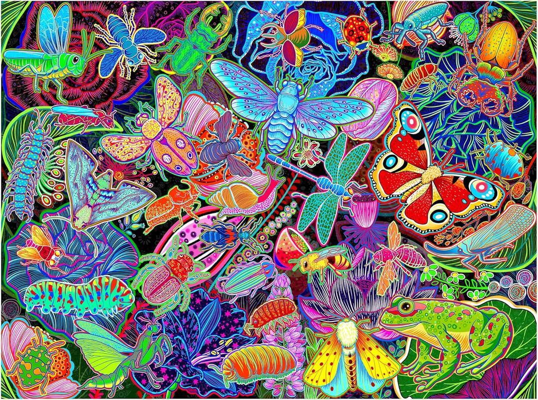 Jigsaw Puzzles for Adults 1000 Pieces, Insects Garden Puzzle, Colorful as Home Wall Decor for Family Challenging Games