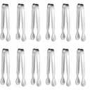 Keiwhsly 12Pcs 4.3Inch Mini Sugar Cube Tongs, 304 Stainless Steel Small Serving Tongs for Charcuterie Board, Appetizer Platters, Self-Serve Setups, Tea Party Catering, Coffee, Desserts(Silver)