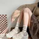2 x Striped Crew Socks for Women, Crew Cotton cozy casual Socks 4 Pairs in size 5-8