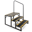 3 Step RV Stairs, Hot Tub Steps, Outdoor Spa Step Ladder with Handrail,Portable Economy 5th Wheel Stair for Travel Trailer, Motor Home, Camper and Porch with Non-Skid Tapes (RV Stairs - 3 Step with Single Handrail)