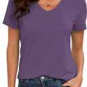 KevaMolly V Neck Basic T Shirts for Women UPF 50+ Short Sleeve 2026 Summer Trendy Tops Solid Casual Loose Fit Tee Shirt (XXL)