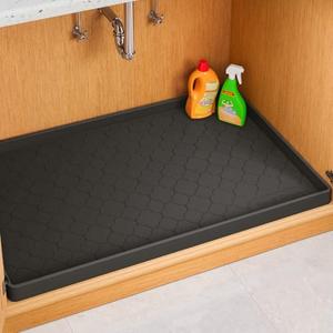Jin&Bao Waterproof Under Sink Mat 22" x 19", Thick Silicone Mat Cabinet Protector for Kitchen and Bathroom, Shelf Liner, Home Organizer and Storage, Multipurpose Tray for Gadgets and Essentials