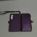 Defencase Compatible with Samsung Galaxy S23 Case Wallet with RFID Blocking Card Holder for Women Men, Soft PU Leather Magnetic Snap Flip Zipper Strap Wallet Phone Case Fit for Galaxy S23 6.1", Purple