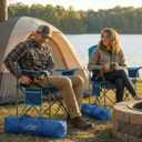 FAIR WIND 2 Pack Padded Camping Chair 500LBS Capacity Heavy Duty Oversized Folding Chair for Heavy People Portable Lawn Chair with Adjustable Lumbar Support, Cooler Bag & Cup Holder for Outdoor, Beach