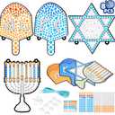 JOYIN 8 PCS Hanukkah Diamond Art Painting Hanging Window Clings Decorations, 4 Designs of Hanukkah DIY Crafts Kits for Adults Kids Classroom Home Chanukah Decor Party Supplies