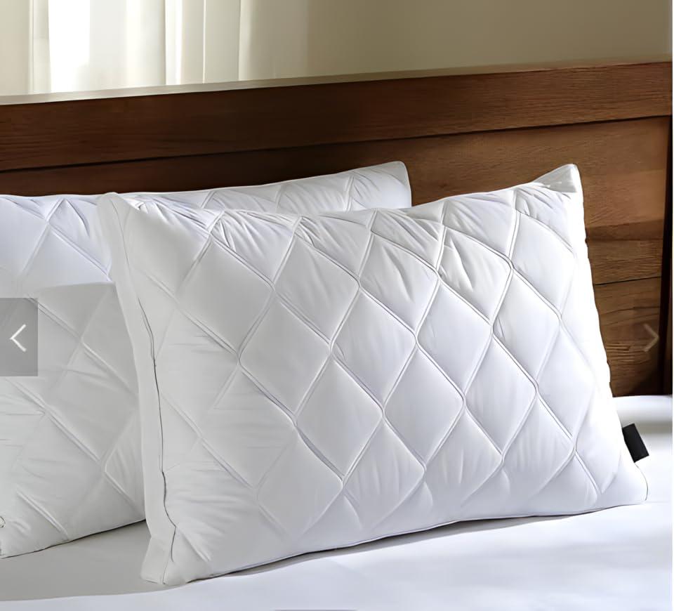 Breathable 1 Bed Pillow for Sleeping, Sleeping Pillow with Microfiber Filling and Soft Cotton Cover, Side Back Stomach Sleeper Pillow for Men Women, White, 18 x 24 Inch