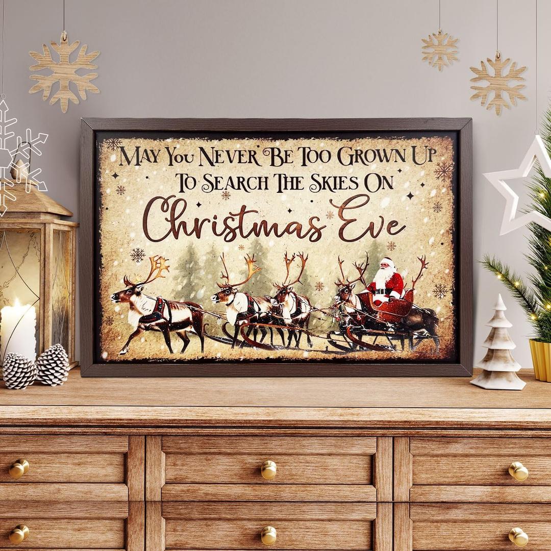 Christmas Mantle Table Centerpieces May You Never Be Too Old to Search The Skies on Christmas Eve Santa Claus Reindeer Wall Art Decor Aesthetic Pictures Wall Decor for Bedroom