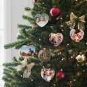 AMONE Sublimation Ceramic Ornaments - Bulk Ceramic Discs for Heat Press Printing - White Round Porcelain Ornament Personalized Xmas Tree Ornament (White-Heart -25PC)