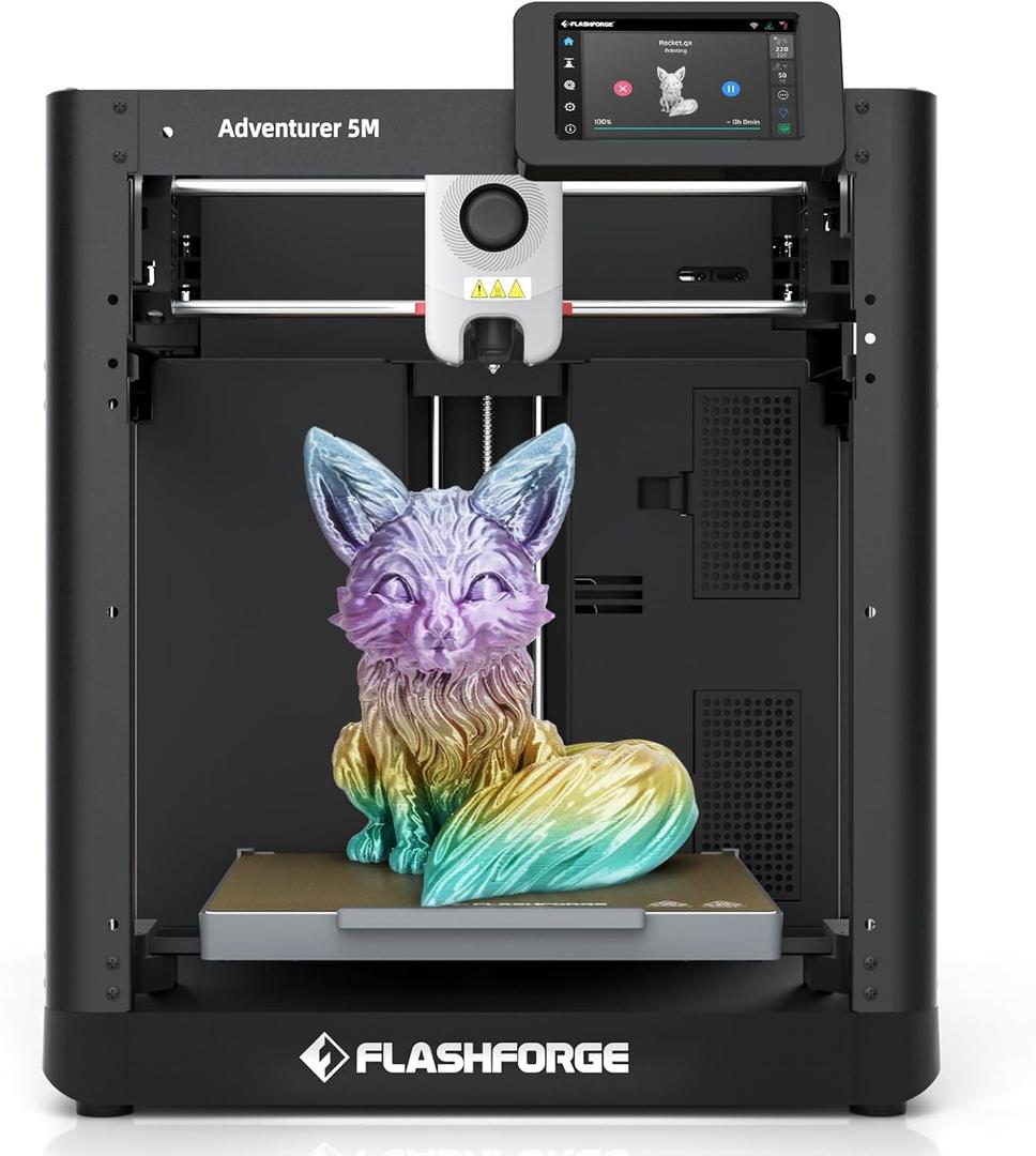 FLASHFORGE Adventurer 5M 3D Printer,600mm/s Max High-Speed FDM 3D Printers with Fully Auto Leveling, 280C Direct Extruder with Quick Detachable Nozzle, Effective Cooling, Core XY Structure