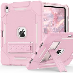 Case for iPad (A16) 11th/10th Generation 11/10.9 inch 2025/2022, Heavy Duty Military Grade Shockproof Rugged Cover with Pencil Holder/Stand for i Pad 11th / 10 th Gen (Light Pink)