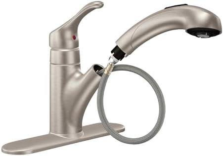Moen Renzo Spot Resist Stainless One-Handle Pullout Kitchen or Laundry Faucet Featuring Power Clean, CA87316SRS