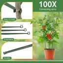 Geelin 100 Pcs Plant Stake Arms for Tomato Cage, 18" Expandable Trellis Connectors, 11mm Bayonet Diameter Plant Stakes for Climbing Plants, Tomatoes Stakes, Vegetables