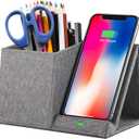 COSOOS Fast Wireless Charger with Desk Organizer, Desk Phone Charger Compatible with 12/12 Pro/12 Pro Max/12 Mini/SE /11/11 Pro Max/XS, Galaxy S20/S20+/S10/Note 10/Note 9/(No AC Adapter)