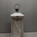 Glitzhome Modern Farmhouse Wooden Lantern Hanging Decorative Candle Lantern for Outdoor & Indoor Wash White Set of 2 (No Glass)