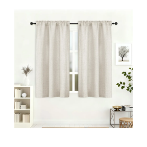 Lecloud Natural Curtains 45 Inch Length 2 Pcs, Airy Privacy Light Filtering Window Decors Kitchen Curtains, Modern Aesthetic Soft Drapes with Rod Pockets for Bedroom Cafe, Each Panel 30" W x 45" L