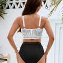 BMJL Women's High Waisted Bikini Sets Sporty Two Piece Swimsuits Color Block Cheeky High Cut Bathing Suits (M)