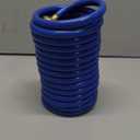 Heavy-Duty EVA Coil Garden Hose with GHT Solid Brass Fittings, Water Hose with Brass Connectors, for Garden Lawn Watering, Car Washing (15FT, Blue)