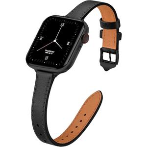 JR.DM Slim Leather Bands Compatible with Apple Watch Band 38mm 40mm 41mm 42mm 44mm 45mm 46mm 49mm, Genuine Leather Band with Charms, Feminine Design for Iwatch Ultra SE Series 11 10 9 8 7 6 5 4 3 2 1