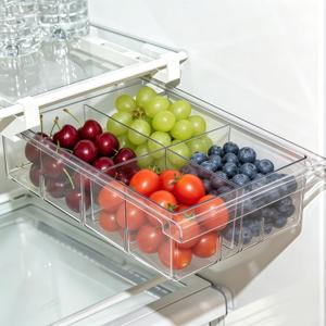 Refrigerator Organizers Storage Fridge Drawer, Storage Containers - 1 Pack | Under Shelf Drawer for Fruit, Deli, Cheese, Seafood, Pull Out Plastic Organizer Bins fit for Medium Fridge Shelf, Simple Use