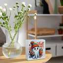 2 x Fall Sign Decor Decorations for Home Coffee Bar Hot Cocoa Sign Autumn Halloween Ghost Decor Decorations for Home Office Kitchen 5 X 5 Inch