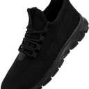 Black Sneakers for Women Tennis Walking Running Shoes Slip on Athletic Workout Breathable Non Slip Ladies Size 9.5