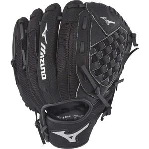 Mizuno Prospect PowerClose Youth Baseball Glove Series I V-Flex Notch I Parashock Palm Pad I Buttersoft Palm Liner (10.5"|All Positions|Ages 7-8, Black|Tartan Flex Web)