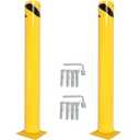 Kojem (2Pcs) 42 inch Steel Safety Bollard Parking Barrier Post Safety Bollard Universal for Outdoor Sidewalks Entrances Parking Lots Powder Coat Pipe Steel Bolts Yellow 42" x 5"