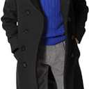 Ebifin Boys Notch Lapel Double Breasted Long Trench Coat Casual Classic Peacoat, Black, Size: 11-12 Years