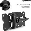 Self-Closing Gate Hinges, Heavy Duty Door Hinges for Wooden/Vinyl/PVC Fences, 90 Degree Adjustable Gate Hinge Hardware Kit with Spring Adjuster Tool, Black(1 Pair-2 Hinges)