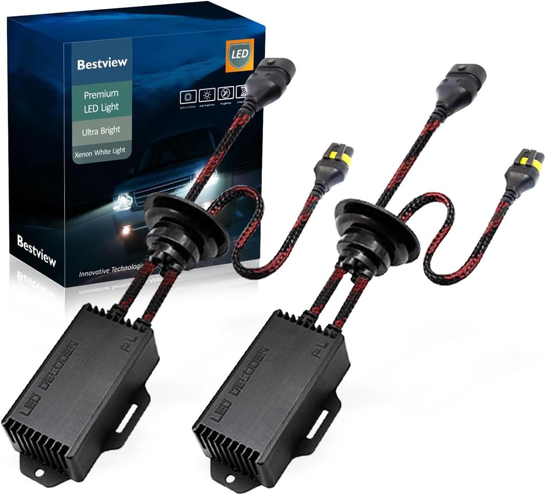 2PCS 9005/9006/H10/HB4 LED Light Canbus Decoder: Anti Flicker Harness, Resistor Decoders Error Free, LED Warning Canceller Resistor Adapter, 9005 Decoder Upgrade with Waterproof Rubber Ring