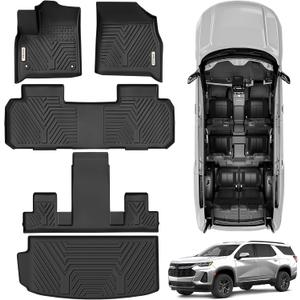 YITAMOTOR Floor Mats & Cargo Liner Fit for 2018-2025 Chevrolet Traverse 7 Seats, Custom Fit All-Weather TPE Rubber Car Mats Liners Chevy Traverse Accessories