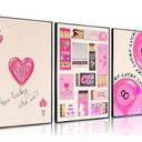 Trendy Vintage Matchbox Canvas Wall Art, Pink Ace, 12x16 In, Pink Canvas, Pack of 2 