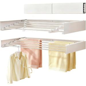 Wall Mounted Clothes Drying Rack 32", Collapsible Space Saving Laundry Drying Rack with 50 lb Capacity, Laundry Room Organization for Clothes, Foldable, 5 Rods, White