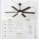 58 Inch Ceiling Fans with Lights and Remote, Black Indoor/Outdoor Ceiling Fan with Quiet Reversible DC Motor, 6 Speeds, 3CCT, 6 Blades Large Ceiling Fan for Living Room Bedroom Patio