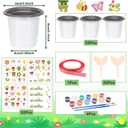Garden Plastic Pot Craft Kit 32 Nursery Pots with 32 Stickers 32 Plant Labels 4 Painting Tools and 1 Ribbon for Mother's Day Flower Plant Spring Graduation DIY Crafts Painting Gardening Growing Tools