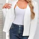 AGSEEM Full Lining Sweater Blazers for Women Open Front Long Sleeve Work Office Suit Jackets Blazer with Pockets (White, S)