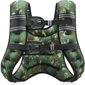 ZELUS Weighted Vest, 6lb/8lb/12lb/16lb/20lb/25lb/30lb Weight Vest with Reflective Stripe for Workout, Strength Training, Running, Fitness, Muscle Building, Weight Loss, Weightlifting (Green Camo)