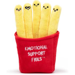 WHAT DO YOU MEME? Emotional Support Fries by Relatable, Cuddly Plush Toys and Stuffed Animals, Includes 5 Plushies with Basket, Funny Stocking Stuffer for Teens and Friends