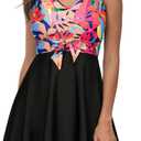 Kate Kasin Women's Two Piece Swimsuits Tummy Control Back Cross Flowy Swimdress Bathing Suits with Boyshorts Swimwear (Rose Red Floral), XXL