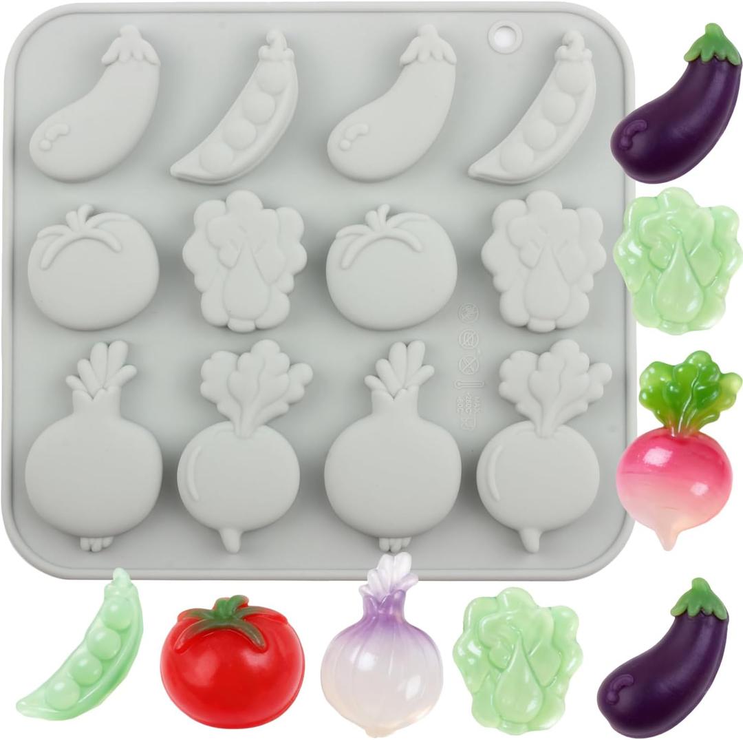 12 Cavity Vegetables Silicone Candy Molds Onion Carrot Chocolate Mold For Candy Chocolate Cake Decoration