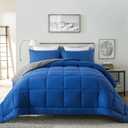 DOWNCOOL Blue/Grey Full Size Comforter Set - All Season Bedding with 2 Pillowcases - 3 Pieces Bed Set Down Alternative Comforter Set