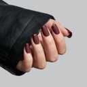 BTArtbox Press on Nails Short Square - Dark Red Nails with Glossy French Tips in a Matte Finish, Soft Gel Fake Nails Glue On Nails in 16 Sizes, Cozy Cocoa