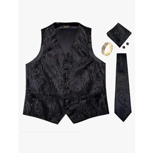 Pulcykp Men's Suit Vest Silk Waistcoat Sleeveless Formal Business Jacket Dress Vests, Size XXL Pulcykp Men's Suit Vest Silk Waistcoat Sleeveless Formal Business Jacket Dress Vests, Size XXL