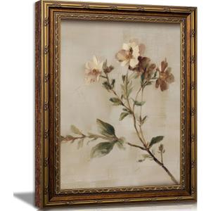 Wildflower Wall Art, Vintage Gold Framed Botanical Canvas, 16 x 24 in