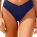 Daci Women V Cut Bikini Bottoms - Mid Waist Cheeky Swim Bottoms High Cut Bathing Suit Bottoms (Blue, M)