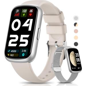Fitness Tracker- Smart Watches for Women Men with 24/7 Heart Rate Monitor Blood Oxygen Sleep Tracker, Waterproof Fitness Watch, Activity Smartwatch for Android iPhone, Calorie Distance Pedometer, Gift (Silver Gray)