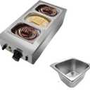 3 Tanks Chocolate Melting Machine Commercial,Chocolate Tempering Machine with Lid, Stainless Steel Electric Chocolate Melting Pot for Cheese, Chocolate, 1200 W (Silver)