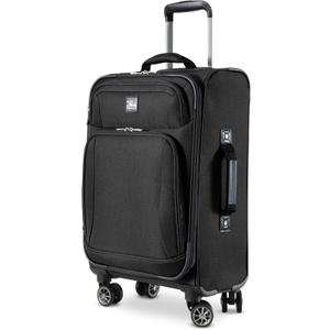Skyway Epic Softside Carry-On Luggage - Lightweight Suitcase with Wheels for Travel | TSA Approved Carry-On Bag | Spinner Suitcase | Carry-On Luggage with Telescoping Handle, 20 inch, Black