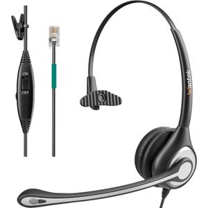 Wantek Corded Telephone Headset Mono w/Noise Canceling Mic for Avaya Aastra Allworx Adtran Alcatel Lucent AltiGen Comdial Digium Gigaset InterTel Mitel Plantronics MiVoice Landline Deskphones(F600S1)