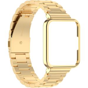 TenCloud Watch Band Compatible with Xiaomi Mi Redmi Watch 2 Lite Strap Adjustable Solid Stainless Steel Wristband Metal (Gold)